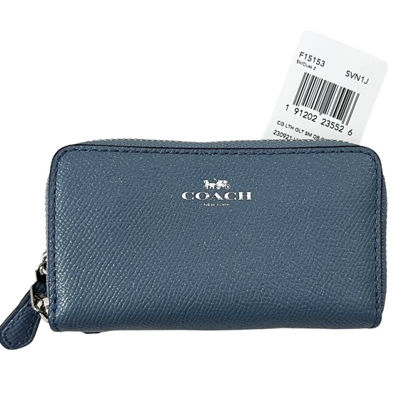 Coach Handbags - NWT Coach Double Zipper Coin/ Credit Card Wallet Dusk Blue Sparkle